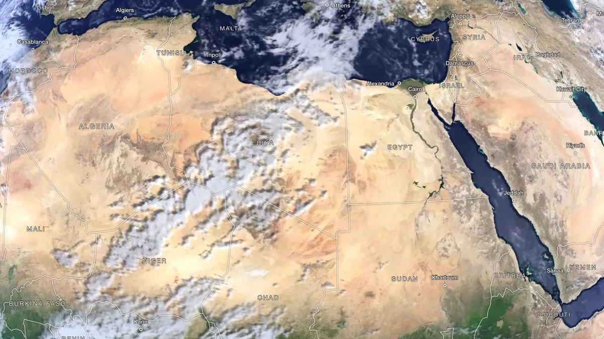 The Nile and the Red Sea up close, with country and city names